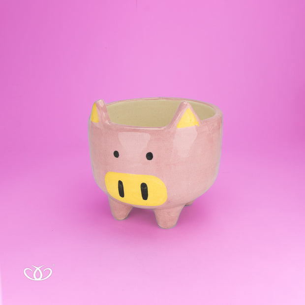 MACETA PATITAS CERDITO ROSA