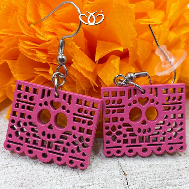 ARETE PAPEL PICADO CALAVERA ROSA