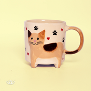 TAZA GATO PATITAS ALTA CALICO