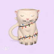 TAZA TARRO  GATO 3D LUCES NAVIDEÑAS 450ml
