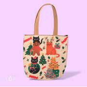 BOLSO ECOLOGICO TOTEM ILUSTRADO GATOS NAVIDAD