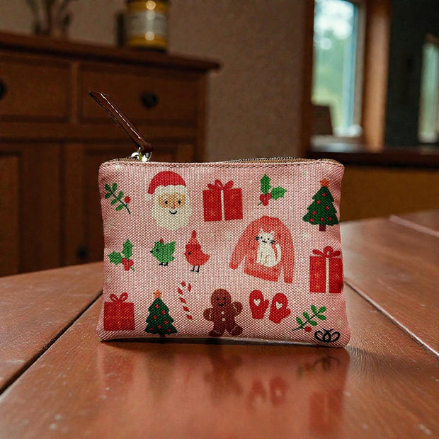 MONEDERO CON PIEL GATO SUETER NAVIDAD