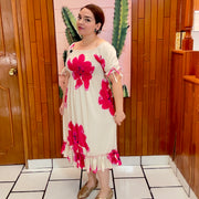 VESTIDO BLANCO FLORES ROSAS