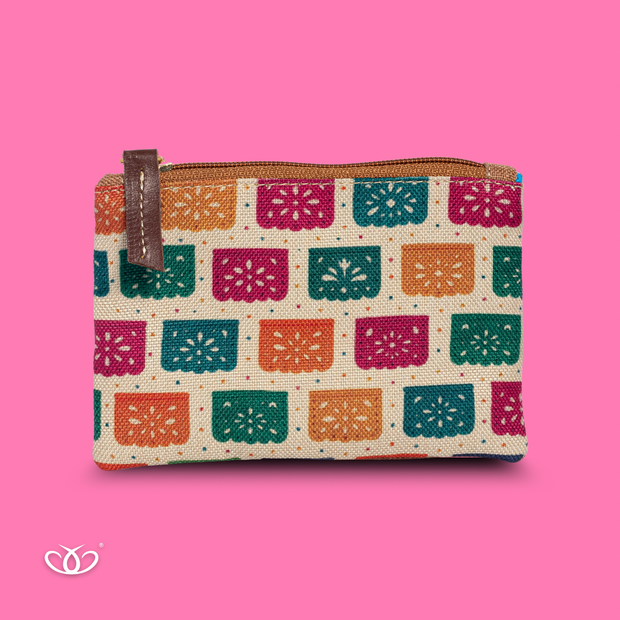 MONEDERO CON PIEL PAPEL PICADO