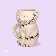 TAZA TARRO  GATO 3D LUCES NAVIDEÑAS 450ml