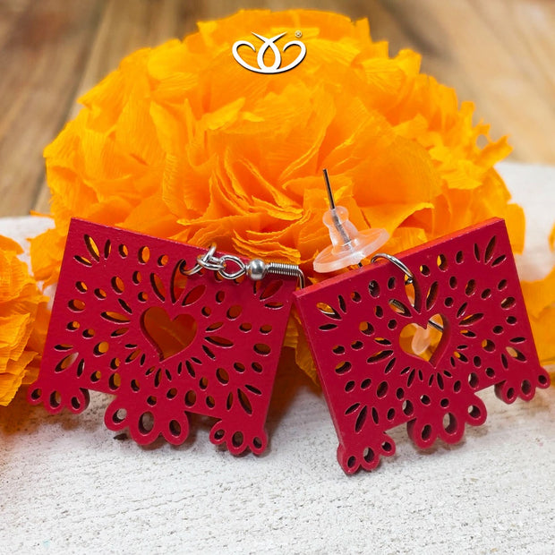 ARETE PAPEL PICADO CORAZON ROJO