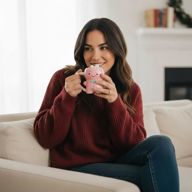 TAZA MUÑECO GALLETA JENGIBRE ROSA