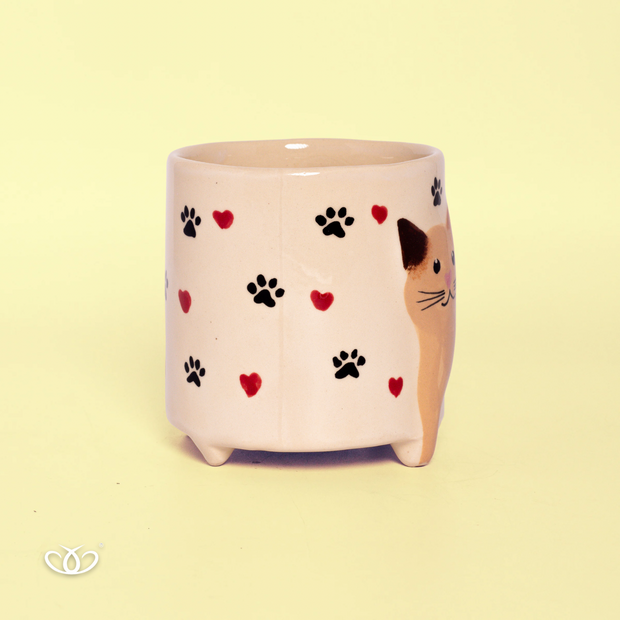 TAZA GATO PATITAS ALTA CALICO