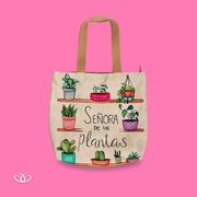 BOLSO TOTEM ILUSTRADO SEÑORA DE LAS PLANTAS