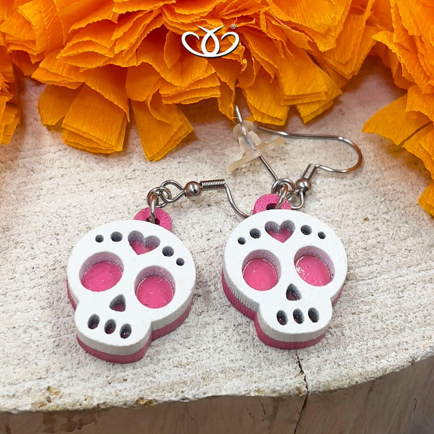 ARETE CALAVERA BLANCA ROSA