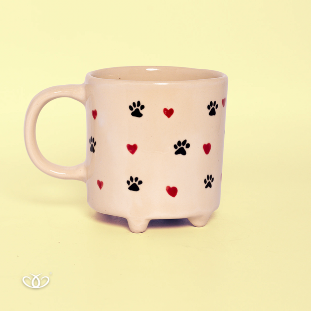 TAZA GATO PATITAS ALTA CALICO