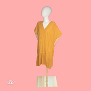 VESTIDO MOSTAZA ROMBOS