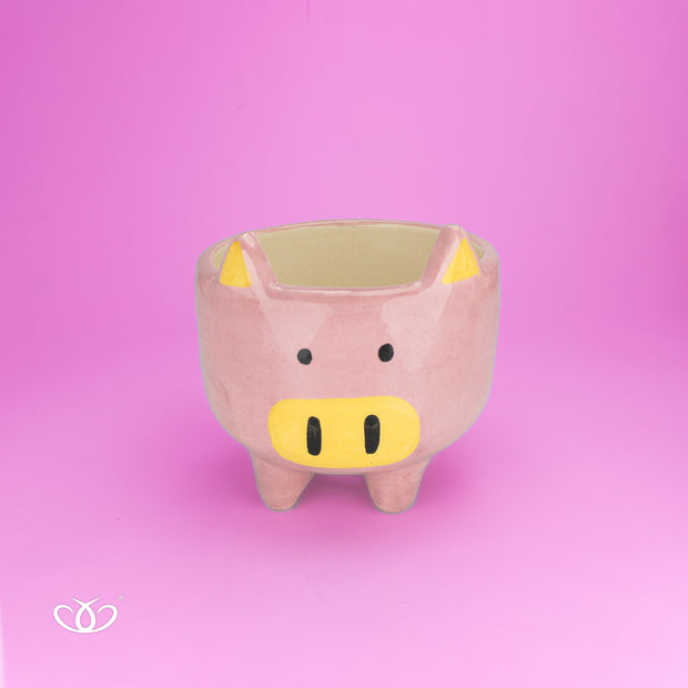 MACETA PATITAS CERDITO ROSA