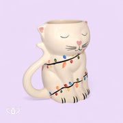 TAZA TARRO  GATO 3D LUCES NAVIDEÑAS 450ml