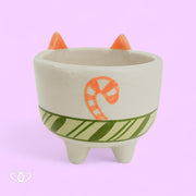 MACETA PATITAS GATO BUFANDA VERDE