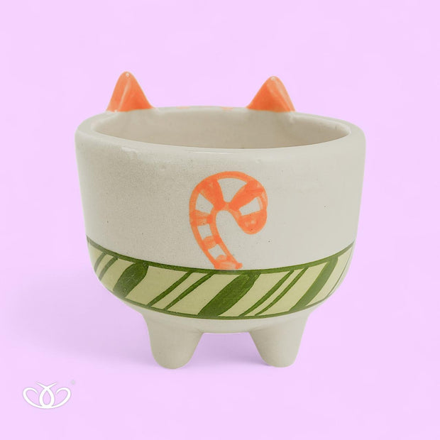 MACETA PATITAS GATO BUFANDA VERDE