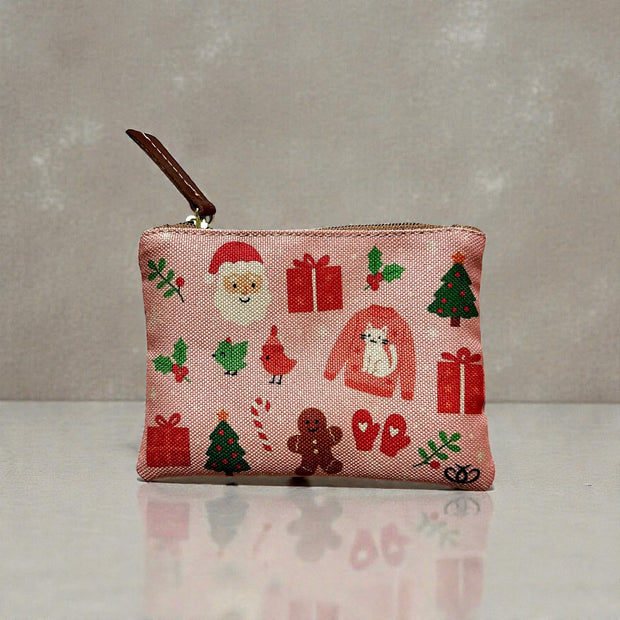 MONEDERO CON PIEL GATO SUETER NAVIDAD