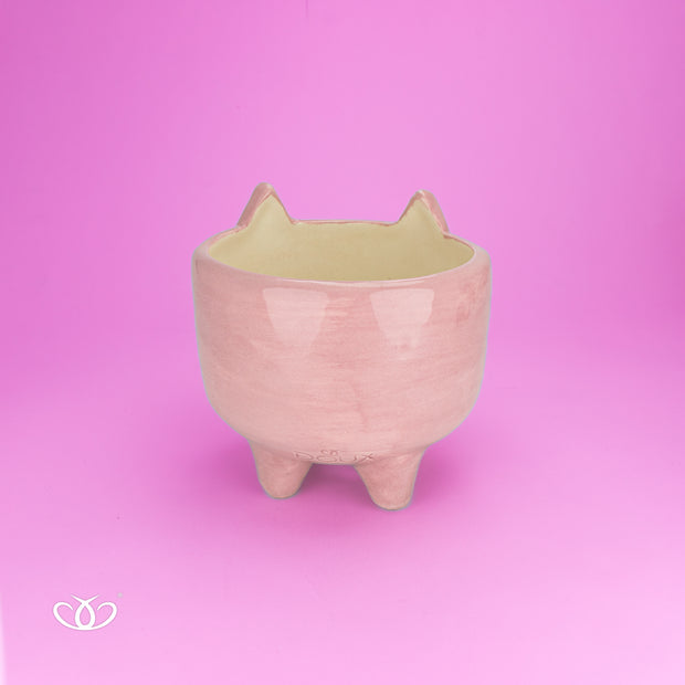 MACETA PATITAS CERDITO ROSA