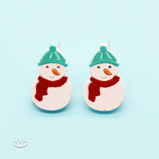 ARETES DE MADERA MUÑECO NIEVE