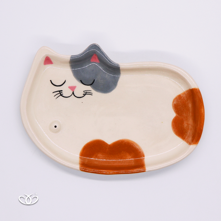 ALHAJERO / PORTAINCIENSO CERAMICA GATO DORMIDO