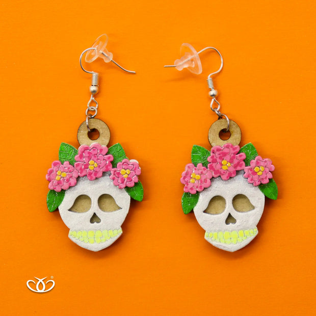 ARETE DE MADERA CALAVERA FLORES