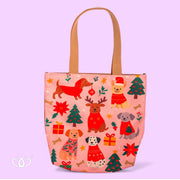 BOLSO ECOLOGICO TOTEM ILUSTRADO PERROS NAVIDAD