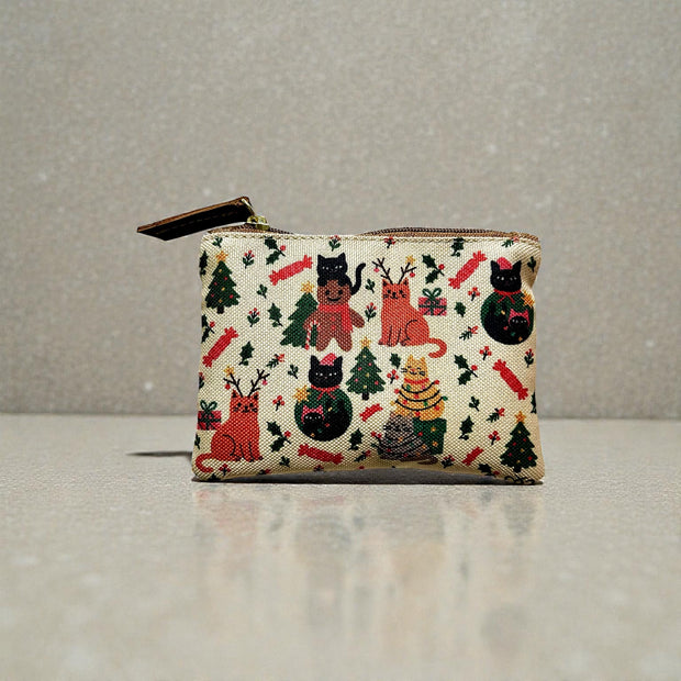MONEDERO CON PIEL GATOS NAVIDAD