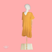 VESTIDO MOSTAZA ROMBOS