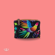 MONEDERO CON PIEL OTOMI NEGRO