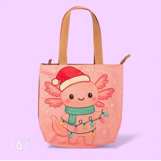 BOLSO ECOLOGICO TOTEM ILUSTRADO AJOLOTE NAVIDAD