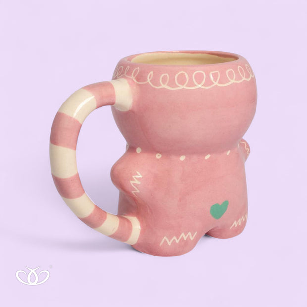 TAZA MUÑECO GALLETA JENGIBRE ROSA
