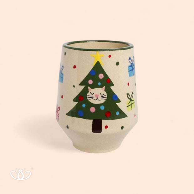 VASO CONICO CH GATO PINO NAVIDAD