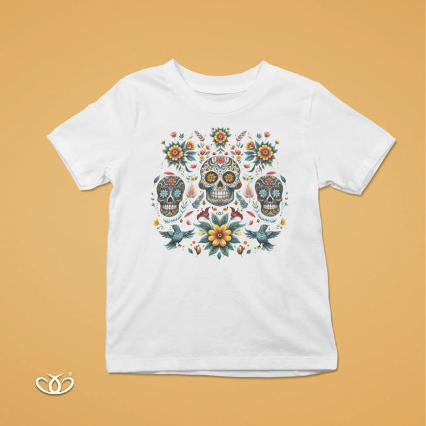 PLAYERA CALAVERAS Y FLORES