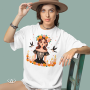 PLAYERA CATRINA Y COLIBRIES