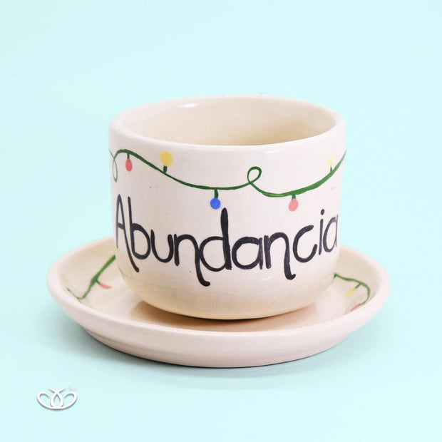 SET TAZA Y PLATO LUCES NAVIDEÑAS 300 ml