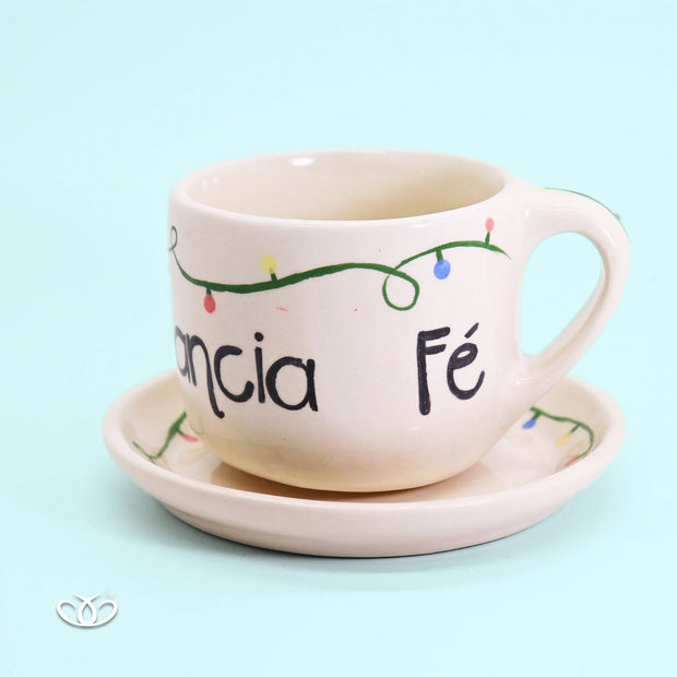 SET TAZA Y PLATO LUCES NAVIDEÑAS 300 ml