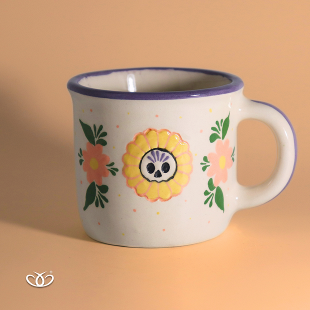 TAZA POCILLO CALAVERAS FLORES 300 ml