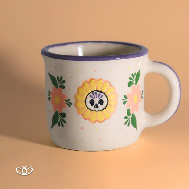 TAZA POCILLO CALAVERAS FLORES 300 ml