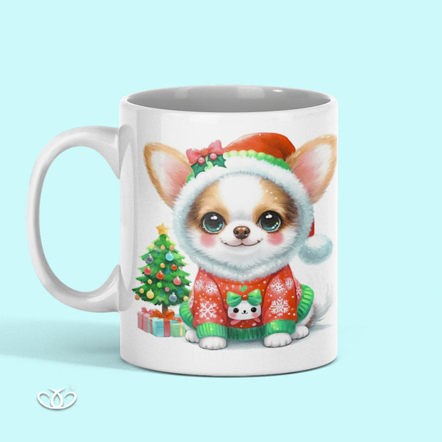 TAZA ILUSTRADA PERRO CHIHUAHUA NAVIDEÑO 300 ml