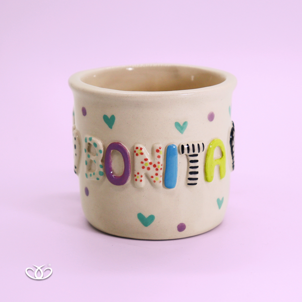 TAZA POCILLO BONITA 2 CORAZONES 300 ml