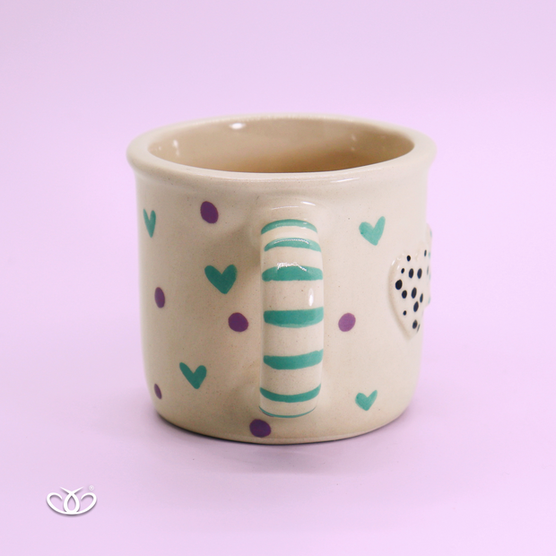 TAZA POCILLO BONITA 2 CORAZONES 300 ml