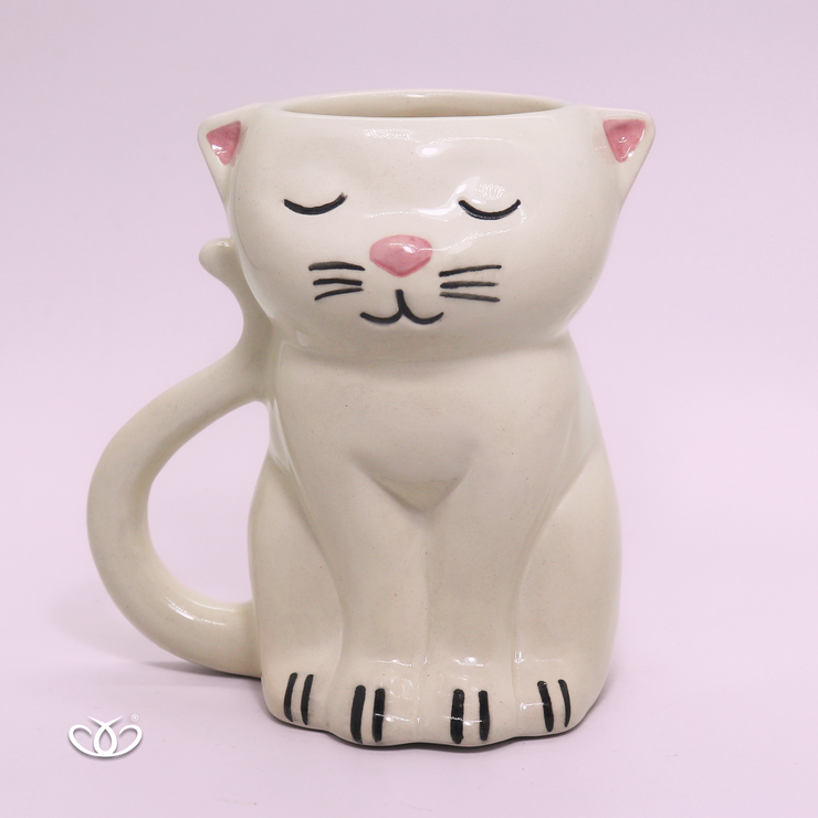 TAZA GATO 3D BLANCO 450ml