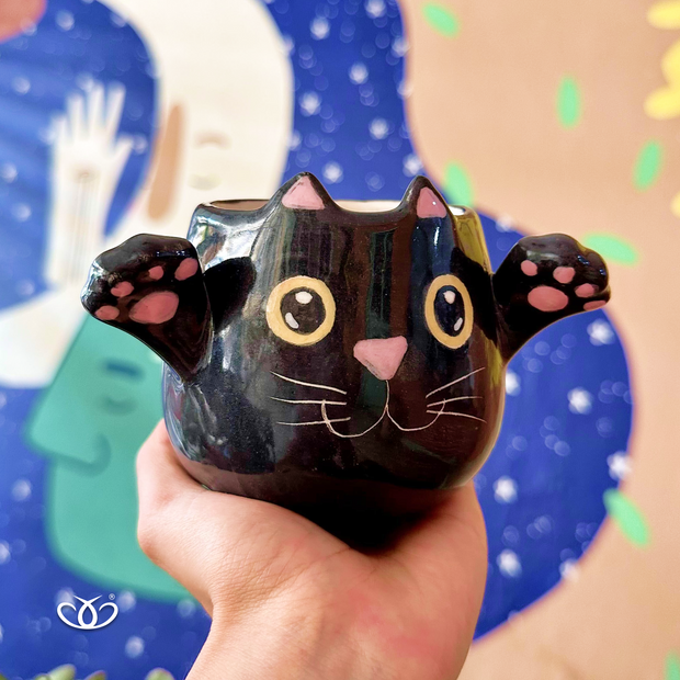 TAZA GATO MANITAS NEGRO 300 ml