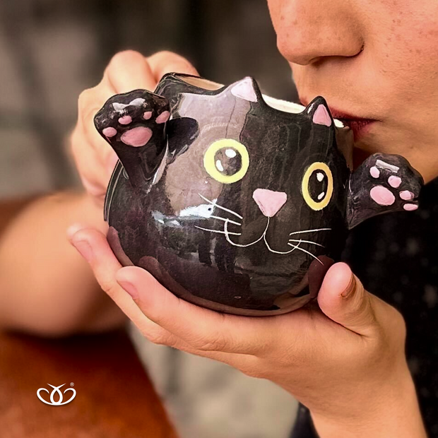 TAZA GATO MANITAS NEGRO 300 ml