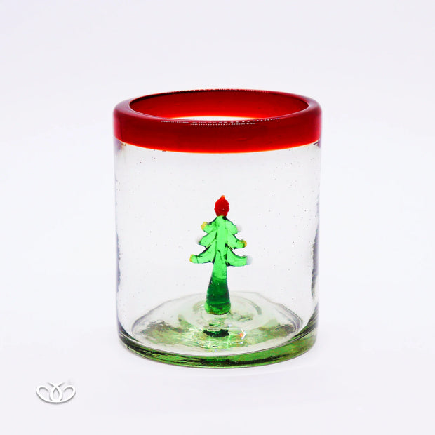 VASO VIDRIO SOPLADO ÁRBOL DE NAVIDAD 300 ml