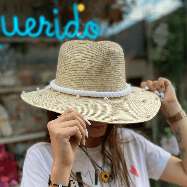 douxmodayhogar Casual SOMBRERO PALMA PERLA