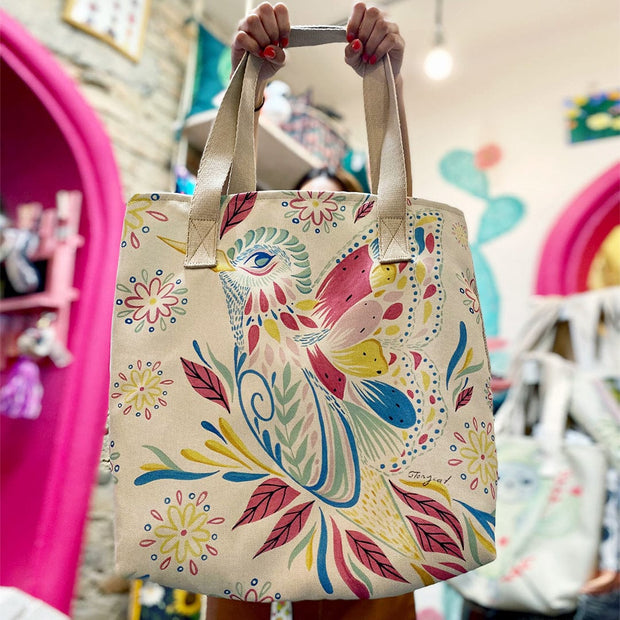 douxmodayhogar BOLSO ECOLOGICO COLIBRI FLORES