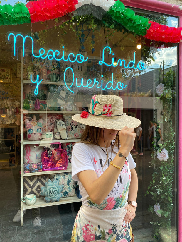 douxmodayhogar Casual Sombrero colibrí  rosa bordado