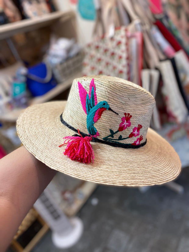 douxmodayhogar Casual Sombrero colibrí  rosa bordado